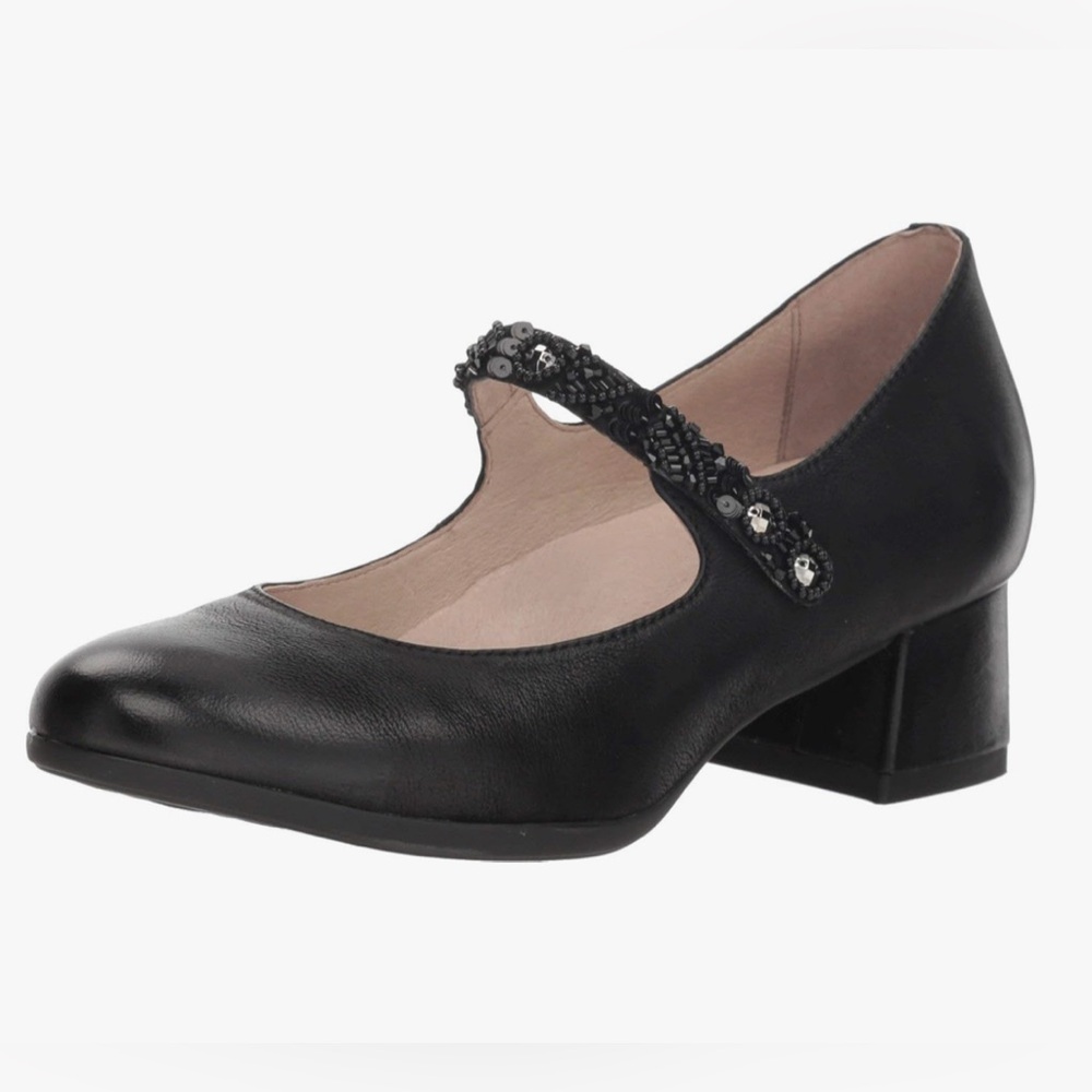 Dansko Pearlina Black Burnished Nubuck Block Heel Mary Jane Size 41 (11-11.5)